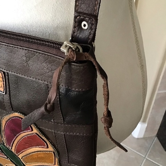 Leather Crossbody Purse Medellin Colombia Patchwork Butterfly Handmade Vintage - Picture 8 of 16